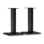 Axis 500 pair in satin black with black ash plywood plinths