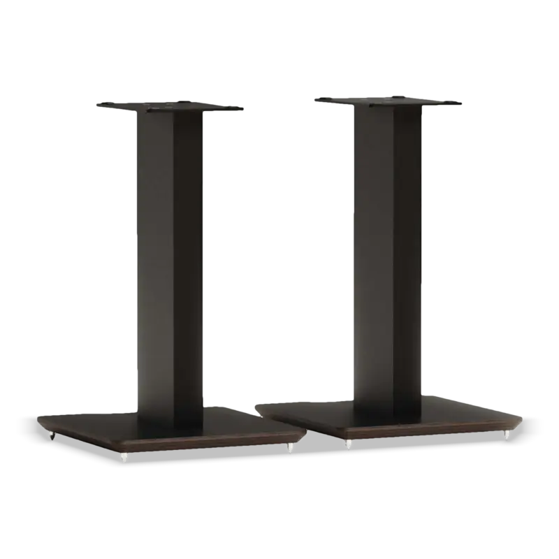 Axis 500 pair in satin black with black ash plywood plinths