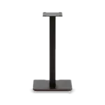 Axis 600 in satin black from the front, showing the steel top plate and the plywood plinth