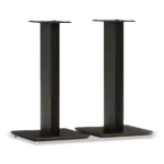 The Blok Axis speaker stands in satin black with black ash plywood