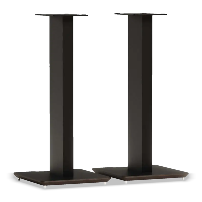 Axis 700 pair in satin black with black ash plywood plinths