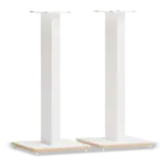 Axis 700 pair in satin white with natural ash plywood plinths