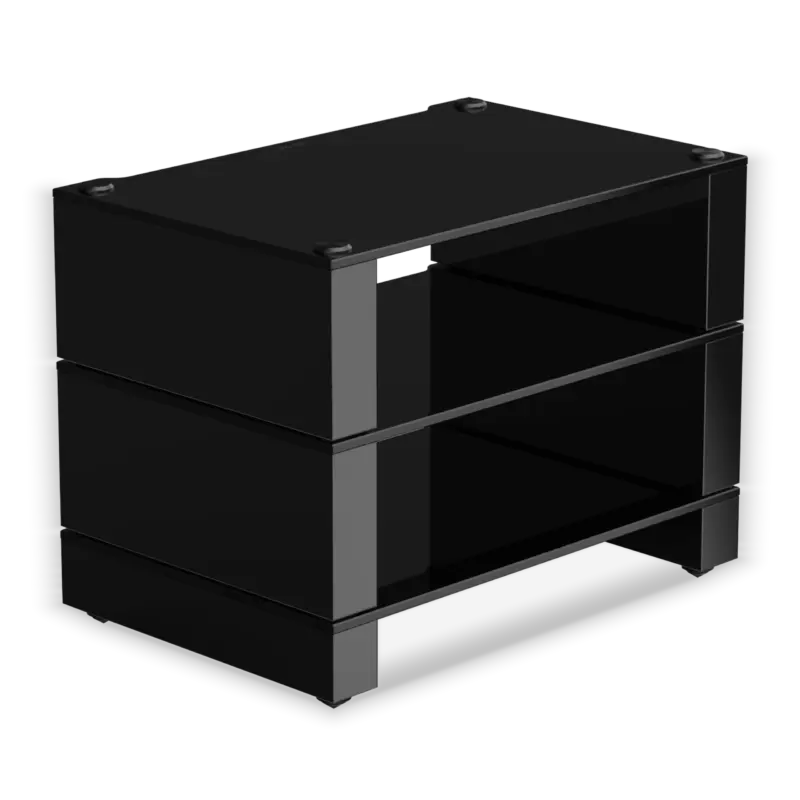Stax 2G 3-Shelf Collection in Black Glass / High Gloss Black