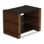 Stax 2G 3-Shelf Collection in black ash plywood with natural walnut supports