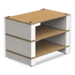 Stax 2G 3-Shelf Collection in natural ash plywood with satin white supports