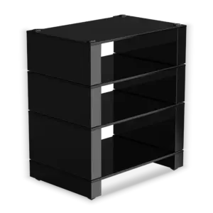 The Blok Stax 2G 4-Shelf Collection in Black Glass / High Gloss Black