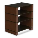 Stax 2G 4-Shelf Collection in black ash plywood with natural walnut supports