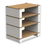 Stax 2G 4-Shelf Collection in natural ash plywood with satin white supports