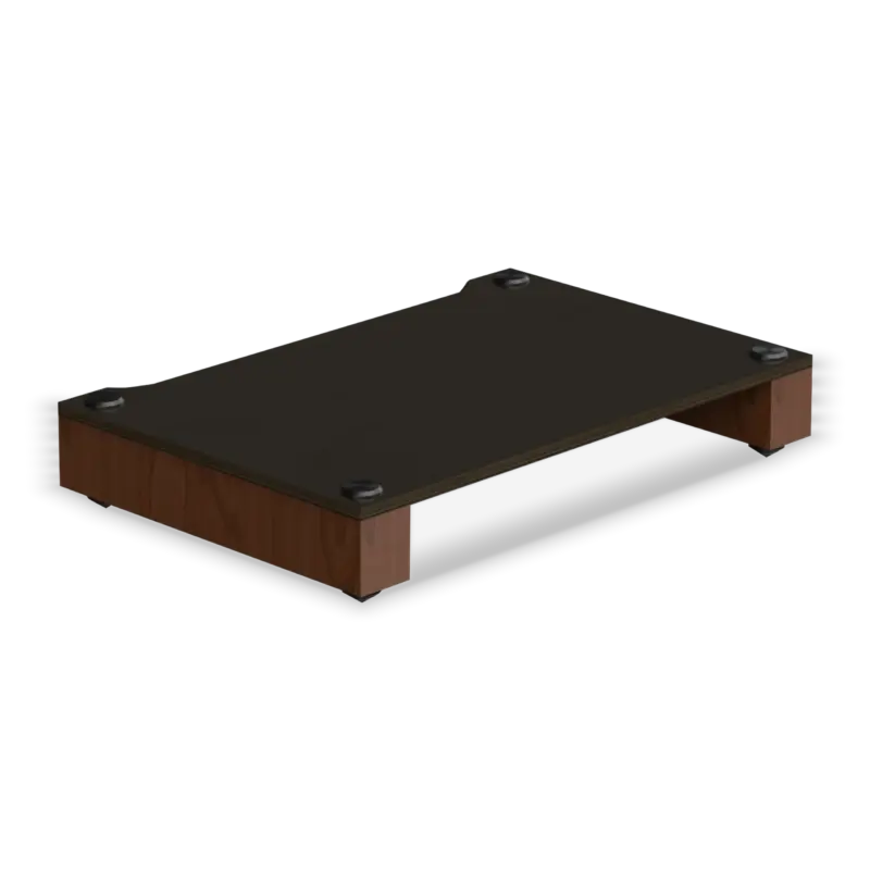 Stax 2G Base in black ash plywood with natural walnut supports