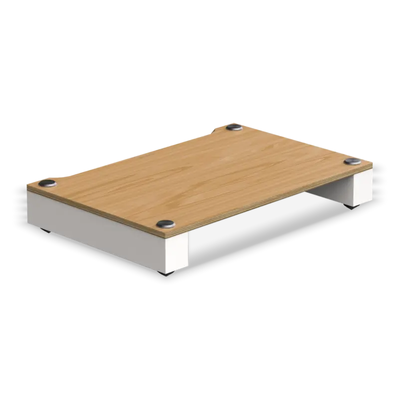 Stax 2G Base in natural ash plywood with satin white supports