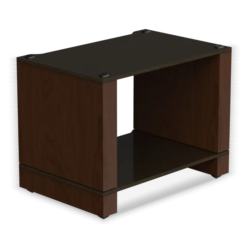 Stax 2G LP Collection in black ash plywood with natural walnut supports