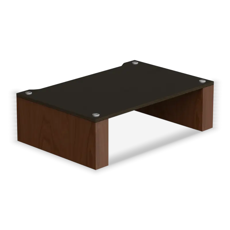Stax 2G Shelf 170 in black ash plywood with natural walnut supports