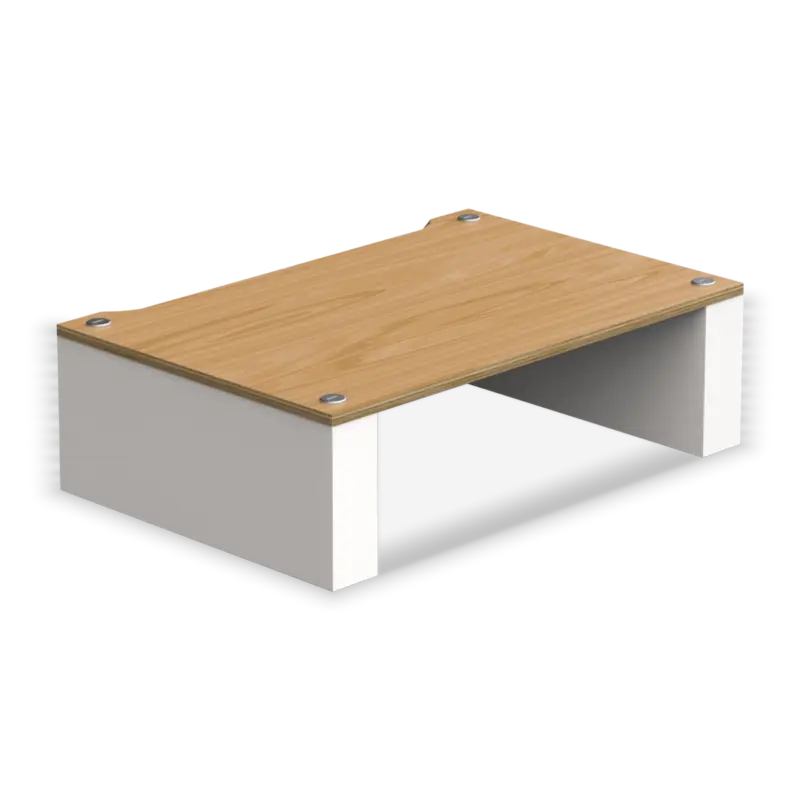 The Blok Stax 2G Shelf 170 in natural ash plywood with satin white supports