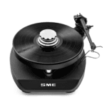 SME-Synergy-MK2-Top-Front Top view with reflex record clamp and Series IV tonearm